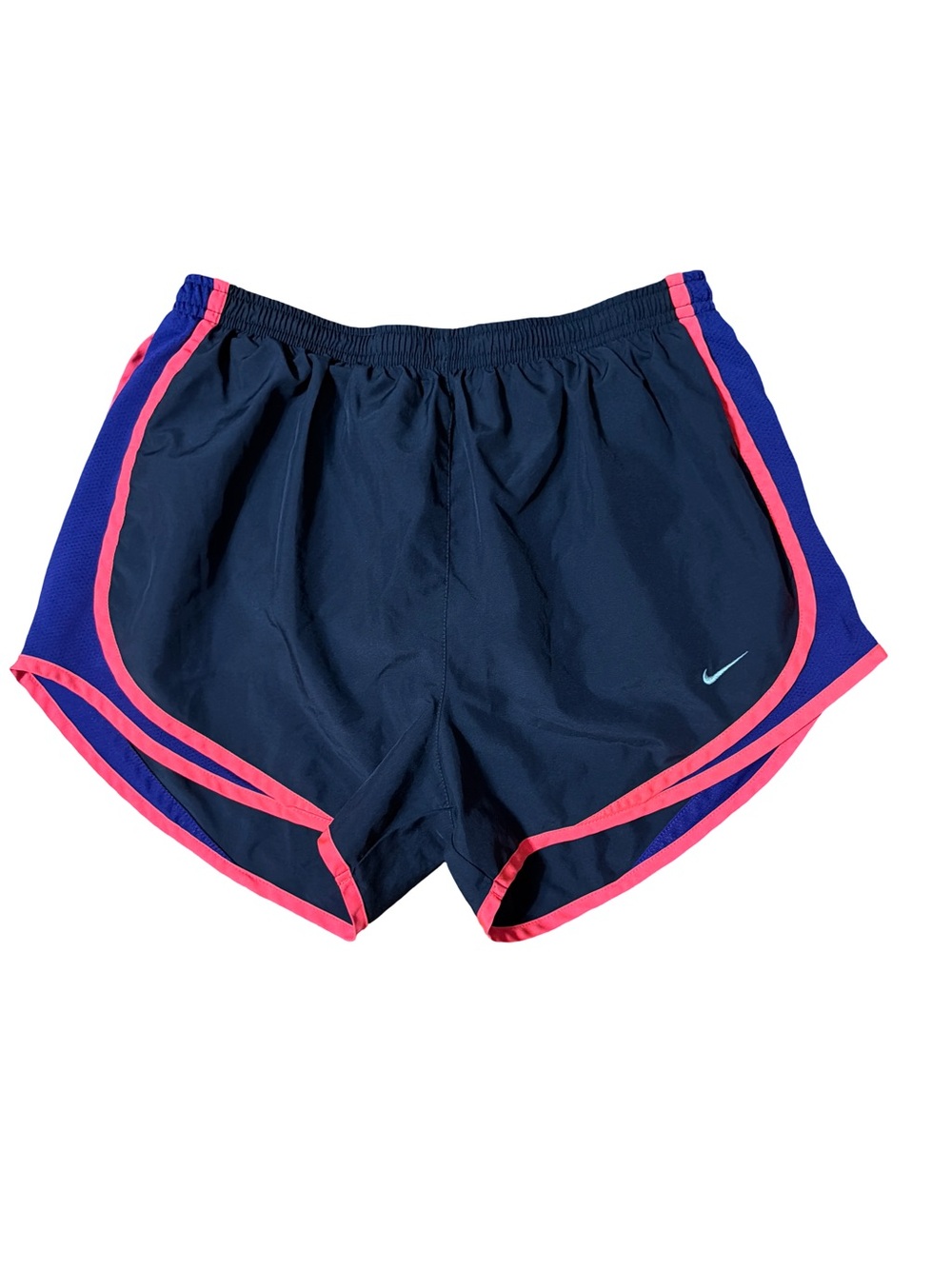 Nike Women's Navy Athletic Shorts with Pink Trim